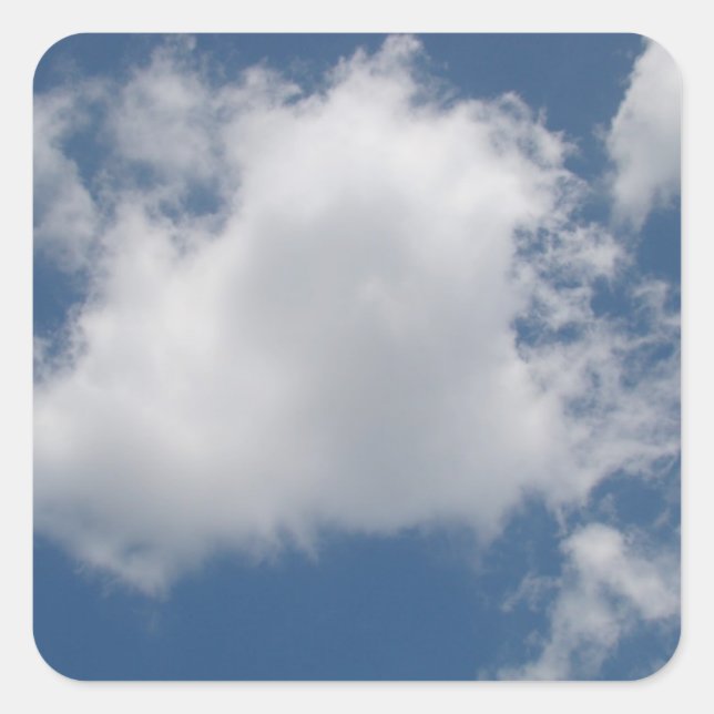 Pegatina Cuadrada Nubes de cúmulo sofocadas en cielo azul (Anverso)