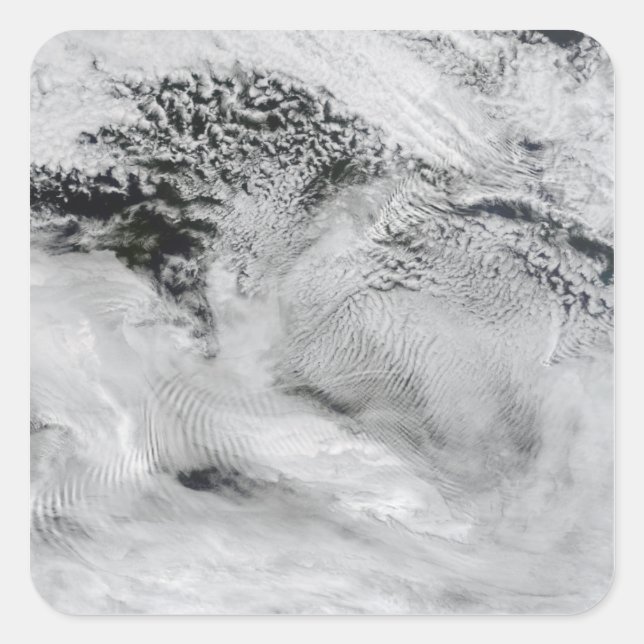 Pegatina Cuadrada Nubes onduladas en forma de ola (Anverso)
