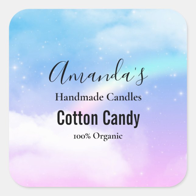 Pegatina Cuadrada Nubes Pastel soñadoras con arcoiris (Anverso)