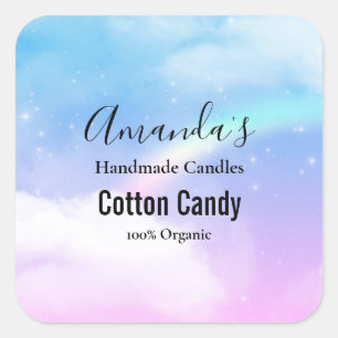 Pegatina Cuadrada Nubes Pastel soñadoras con arcoiris