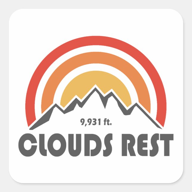 Pegatina Cuadrada Nubes Rest Mountain Yosemite (Anverso)
