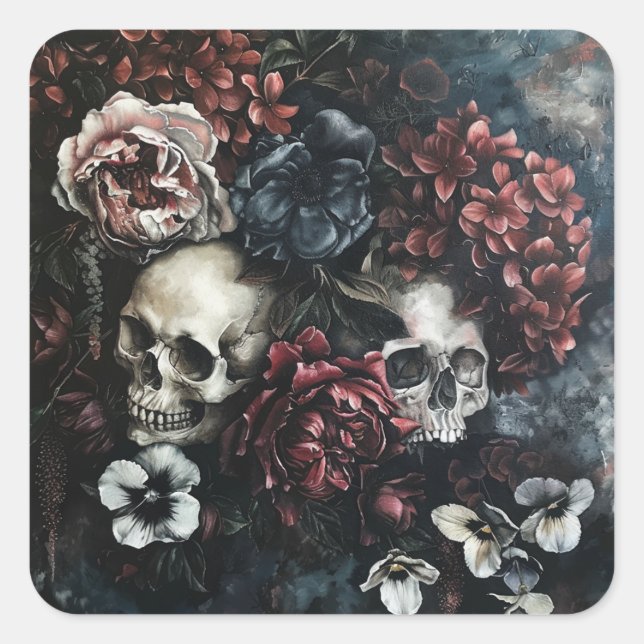 Pegatina Cuadrada Núcleo de la cabaña oscura (Anverso)