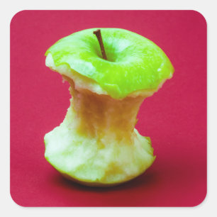 Pegatina Cuadrada Núcleo de manzana verde
