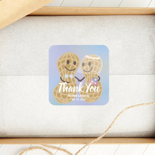 Pegatina Cuadrada Nueces Entre Sí Elegante Boda Gracias