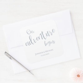 Pegatina Cuadrada Nuestra aventura comienza con un polvoriento boda 