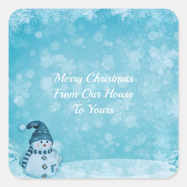 Pegatina Cuadrada Nuestra Casa Para Tu Snowman (Anverso)