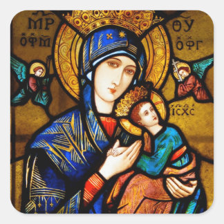 Pegatina Cuadrada nuestra dama de ayuda perpetua