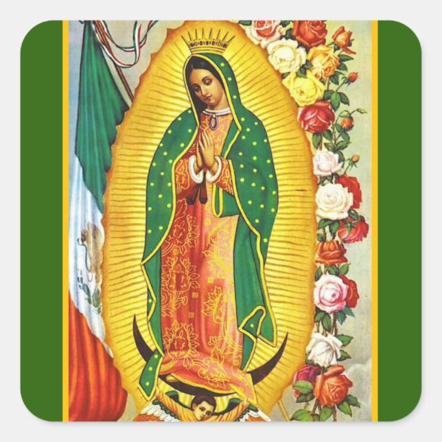 Pegatina Cuadrada Nuestra Señora de Guadalupe (Anverso)