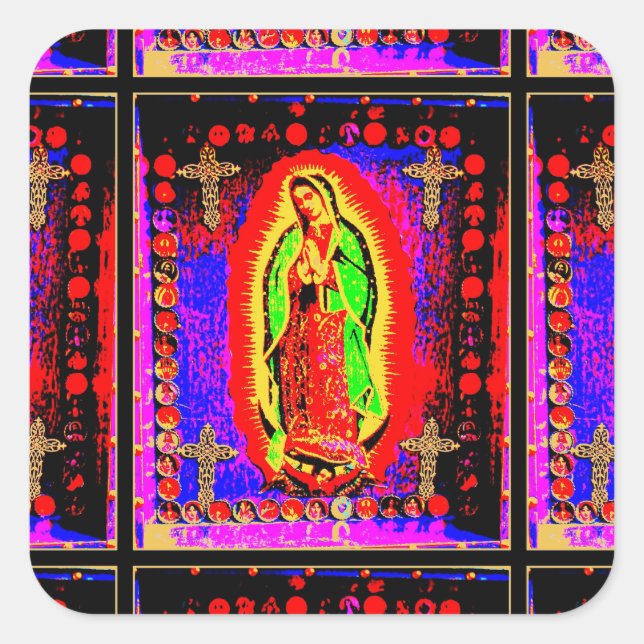 Pegatina Cuadrada Nuestra Señora De Guadalupe (Anverso)