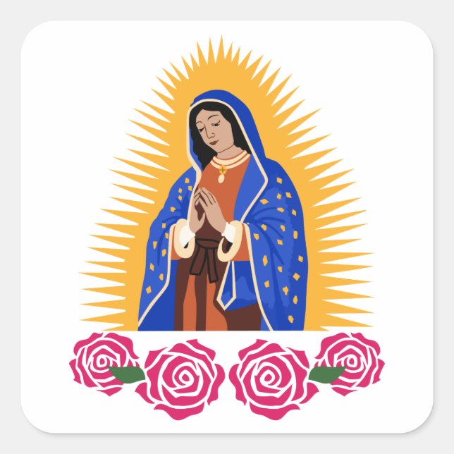 Pegatina Cuadrada Nuestra Señora de Guadalupe (Anverso)