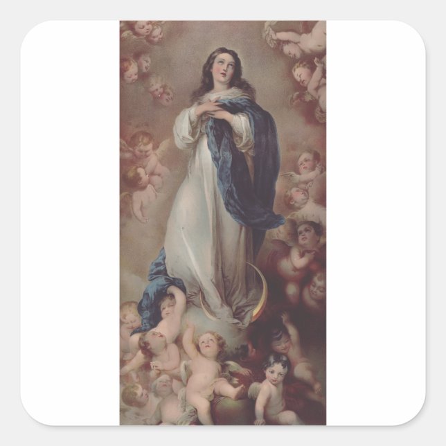 Pegatina Cuadrada Nuestra Señora de la Inmaculada Concepción Arte (Anverso)