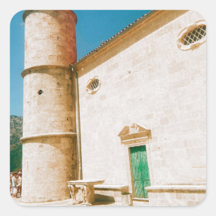 Pegatina Cuadrada Nuestra Señora de las Rocas - Bahía de Kotor - Mon
