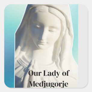 Pegatina Cuadrada Nuestra Señora de Medjugorje