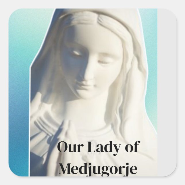 Pegatina Cuadrada Nuestra Señora de Medjugorje (Anverso)