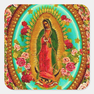 Pegatina Cuadrada Nuestra Señora Guadalupe Santa Virgen María