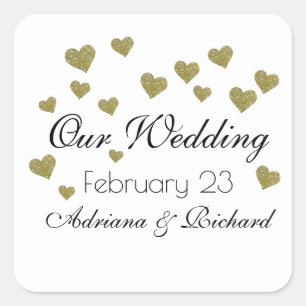 Pegatina Cuadrada nuestro boda elegante amor