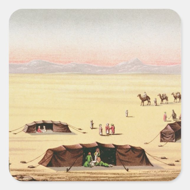 Pegatina Cuadrada Nuestro campamento del desierto (Anverso)
