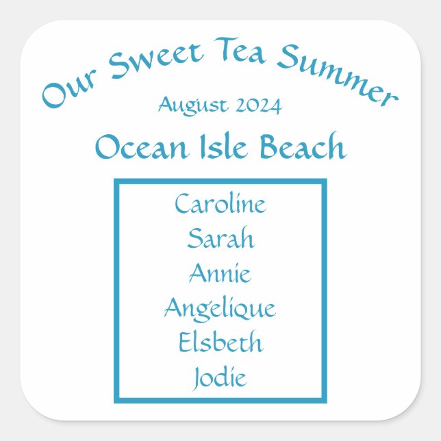 Pegatina Cuadrada Nuestro dulce té verano Sunshine Friends Viaje a l (Anverso)