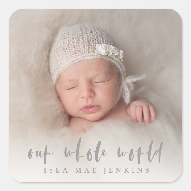 PEGATINA CUADRADA NUESTRO MUNDO ENTERO (Anverso)