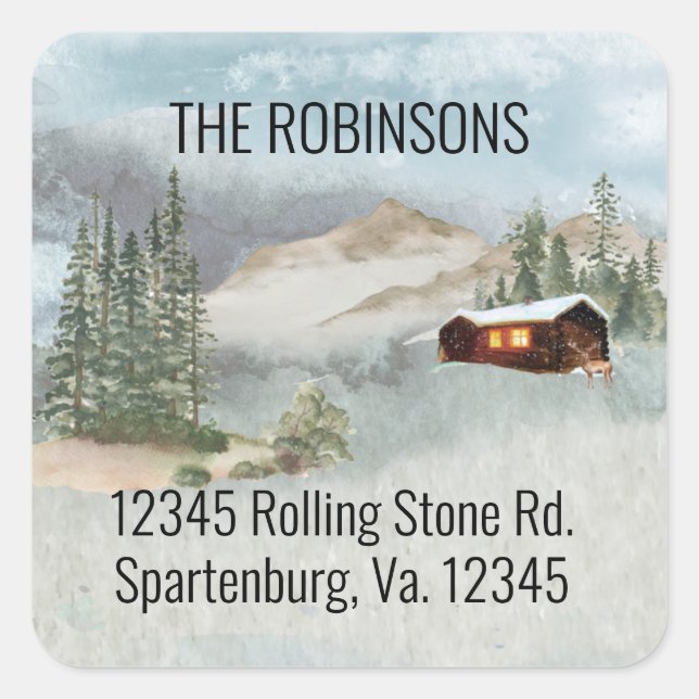 Pegatina Cuadrada Nuestro nuevo cuello de la dirección de las minas  (Anverso)