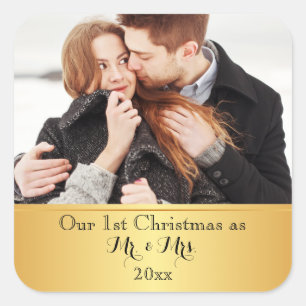 Pegatina Cuadrada Nuestro primer personalizado del navidad junto