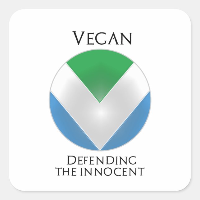 PEGATINA CUADRADA NUEVA BANDERA OFICIAL DE VEGAN: DEFENSOR DEL ESCUD (Anverso)