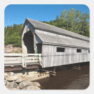 Pegatina Cuadrada Nueva Brunswick, Canadá. Río irlandés cubierto