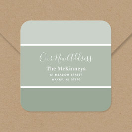 Pegatina Cuadrada Nueva dirección de Sage Green Paint Swatch