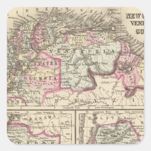 Pegatina Cuadrada Nueva Granada, Venezuela, Guyana