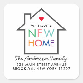 Pegatina Cuadrada Nueva Invitación de cambio de dirección en el hoga