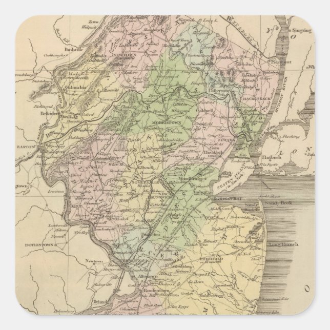 Pegatina Cuadrada Nueva Jersey (Anverso)