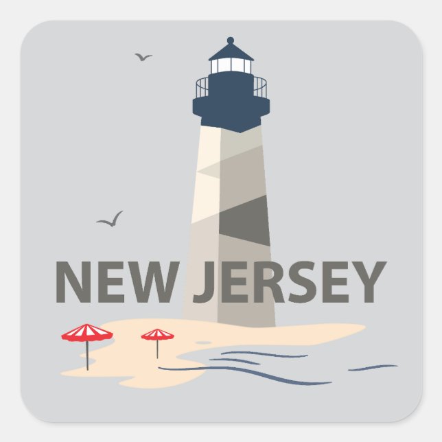 Pegatina Cuadrada Nueva Jersey (Estados Unidos de América) (Anverso)