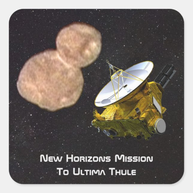Pegatina Cuadrada Nueva Misión De Horizontes A Ultima Thule (Anverso)