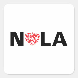 Pegatina Cuadrada Nueva Orleans Nola Strong Heart