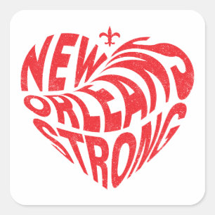 Pegatina Cuadrada Nueva Orleans Nola Strong Heart
