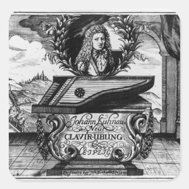 Pegatina Cuadrada Nueva práctica del piano, 1689 (Anverso)