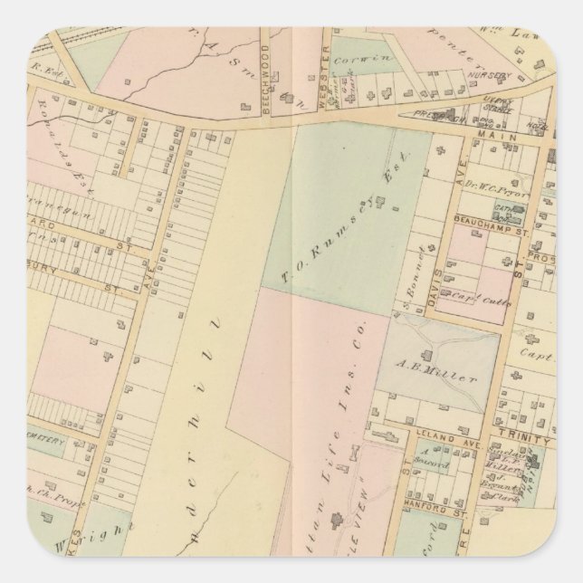 Pegatina Cuadrada Nueva Rochelle, Nueva York (Anverso)