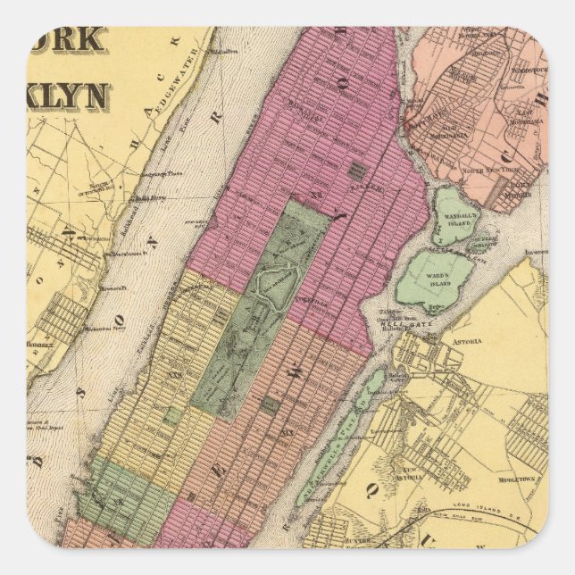 Pegatina Cuadrada Nueva York, Brooklyn (Anverso)