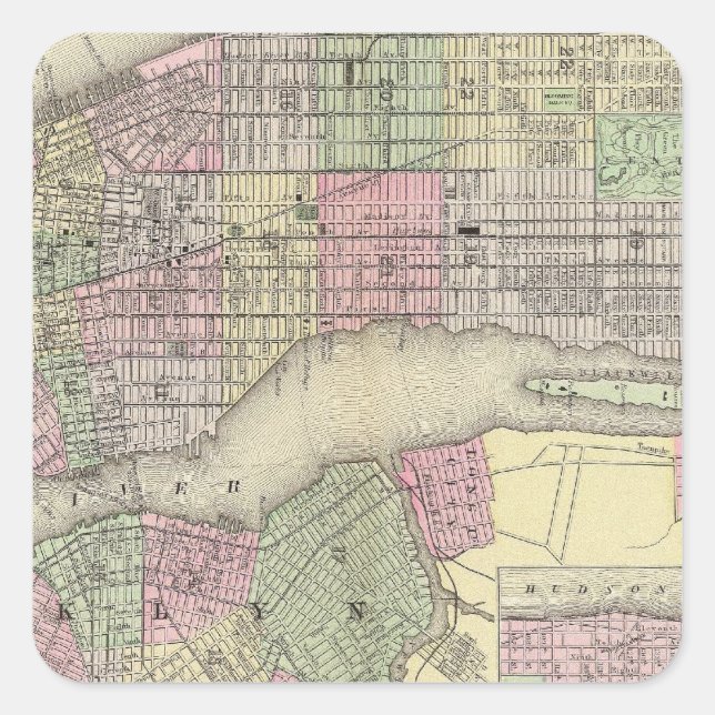 Pegatina Cuadrada Nueva York, Brooklyn 2 (Anverso)