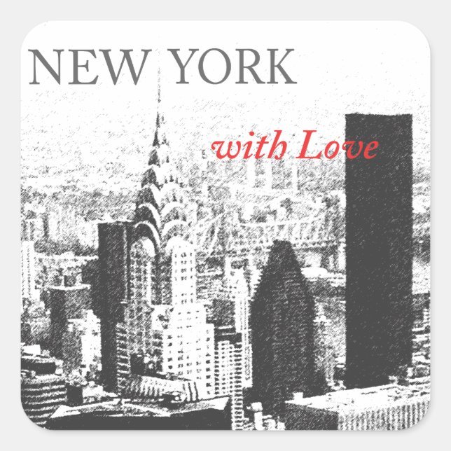 Pegatina Cuadrada Nueva York con amor (Anverso)