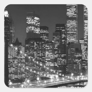 Pegatina Cuadrada Nueva York en blanco y negro
