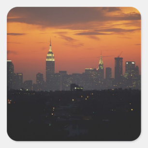 Pegatina Cuadrada Nueva York, Estados Unidos. Línea aérea del cent