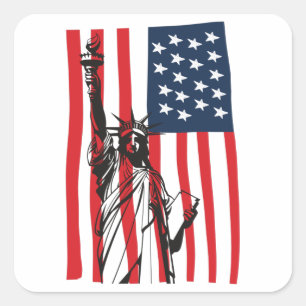 Pegatina Cuadrada Nueva York Estatua de la Libertad Estados Unidos B