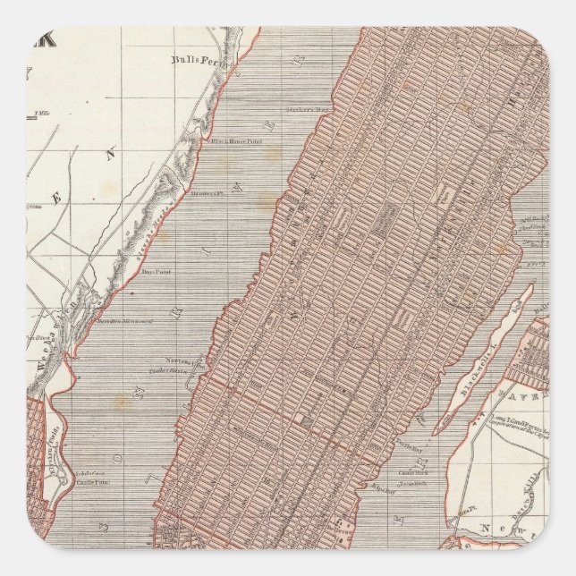 Pegatina Cuadrada Nueva York y alrededores (Anverso)