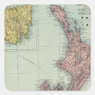 Pegatina Cuadrada Nueva Zelanda, Tasmania, Fiji