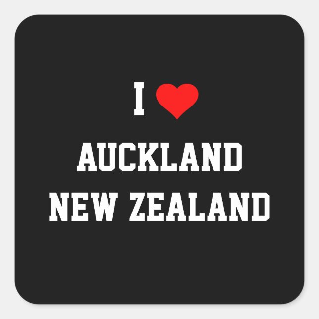Pegatina Cuadrada NUEVA ZELANDIA: Amo Auckland, Nueva Zelanda (Anverso)