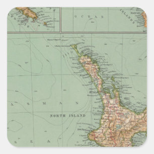 Pegatina Cuadrada Nueva Zelandia, Hawai, Tasmania