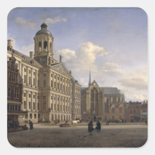 Pegatina Cuadrada Nuevo ayuntamiento, Amsterdam, 1668
