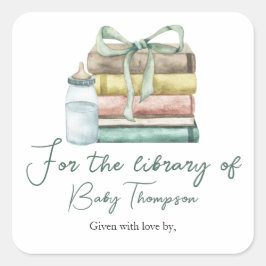 Pegatina Cuadrada nuevo capítulo baby shower - para la biblioteca de