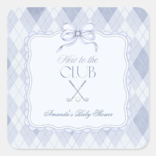 Pegatina Cuadrada Nuevo en el Club Niño Azul Golf Decoración para Ba